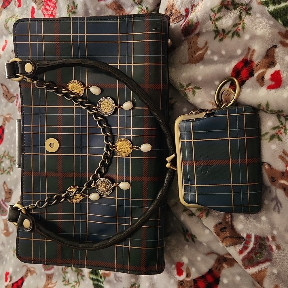 Patricia Nash blue tartan bag and coin purse.